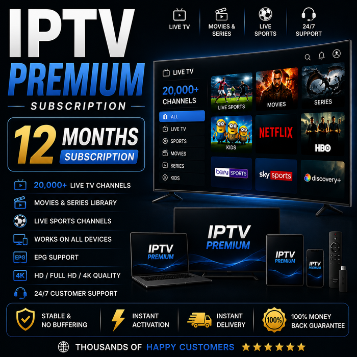 Premium IPTV – 12 Month Subscription 🔥